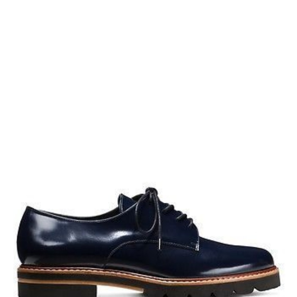 Stuart Weitzman Metro Lapis Mirror Leather Oxford